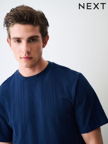 Marineblau/blau - Regular Fit Smart Textured T-shirt
