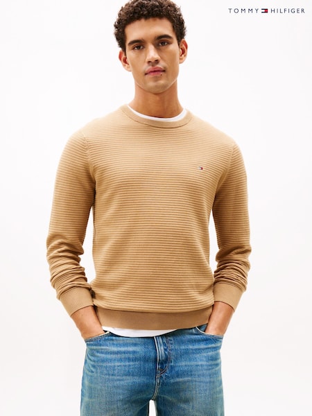 Tommy Hilfiger Natural Textured Knit Crew Neck Jumper (W15031) | R$ 1.185