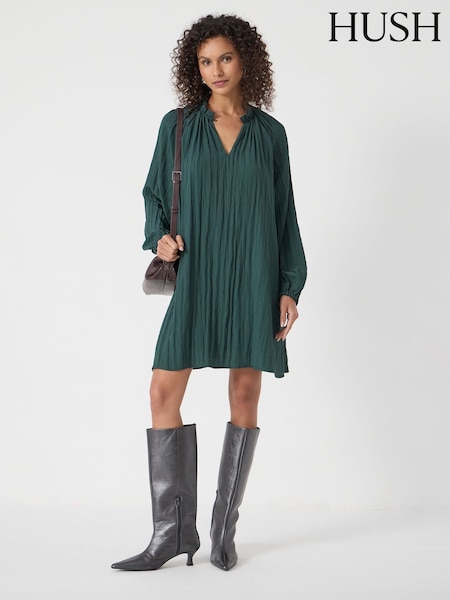 Hush Green Ruffled Long Sleeve Mini Dress (W15115) | €178