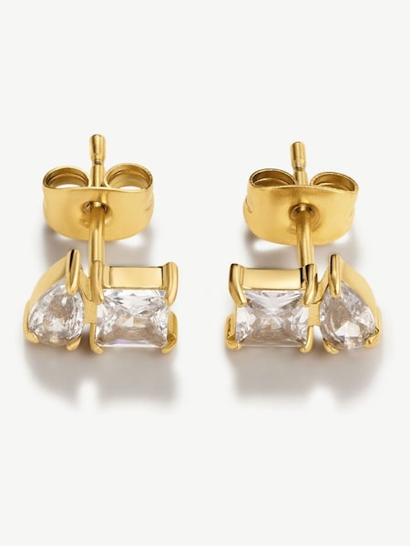 D.Louise Gold Tone Waterproof Toi Et Moi Studs Earrings (W15199) | €82