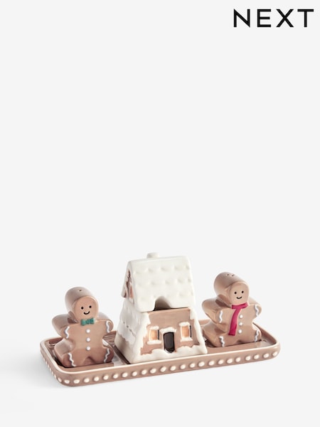 Christmas Gingerbread Centrepiece With Salt And Pepper Shakers And Condiment Pot