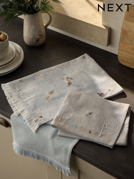 Set Of 3 Winter Wonderland Tea Towels