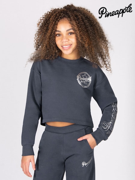 Gri - Pineapple Girls Raw Edge Sweatshirt (W15458) | 201 LEI