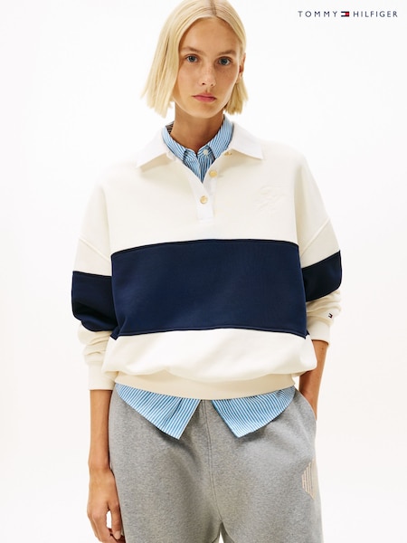 Tommy Hilfiger Nude Gold Tone Button Relaxed Rugby Sweatshirt (W15544) | R$ 1.380