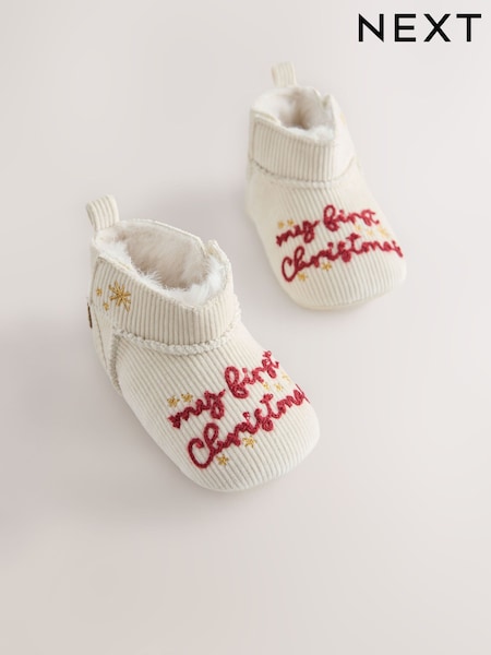 Neutral - My First Christmas Baby Pull On Boots (0-18mths)