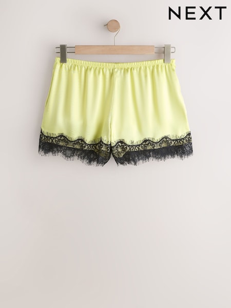 Lime Green Lace Trim Shorts (W15859) | €40