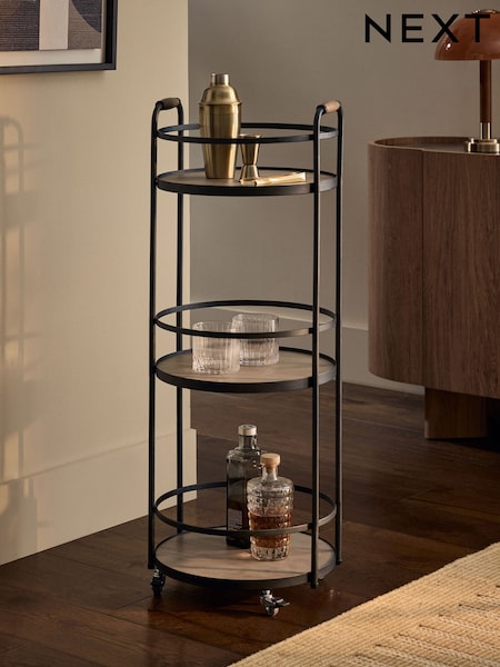 Industrial Multi Functional 3 Tier Round On Wheel Bar And Drink Trolley