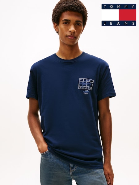Tommy Jeans Blue Signature Back Logo Crew Neck T-Shirt (W15983) | €46