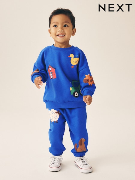 Dark Blue - Crew Neck Joggers Set (3mths-7yrs)