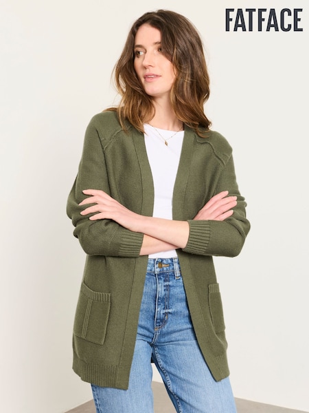 Olive Green - Fatface Edge To Edge Longline Cardigan