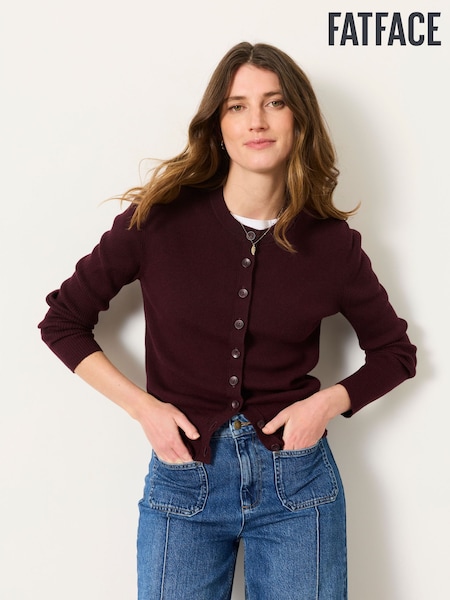 Rouge bordeaux - Fatface Knitted Button Front Cardigan