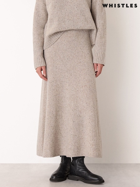 Whistles Nude Wool Textured Midi Skirt (W16487) | €152