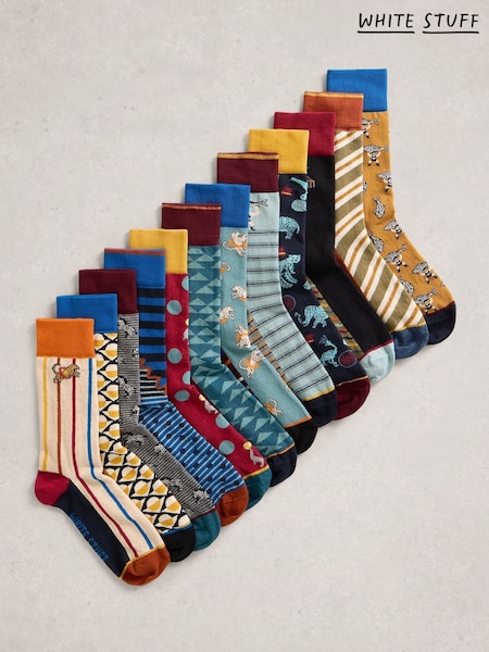 White Stuff Blue Advent Calendar Socks 12 Pairs (W16574) | €50