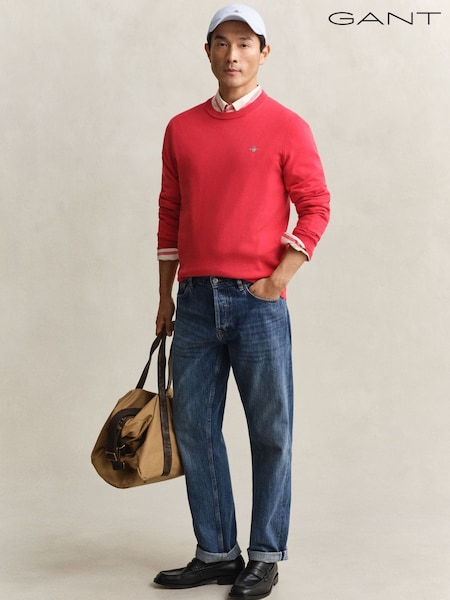 GANT Red Classic Cotton Crew Knit Jumper (W16651) | €177