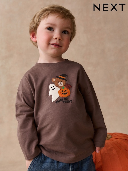 Қоңыр Хэллоуин ойынының кейіпкері - Long Sleeve Back Graphic T-shirt (3mths-7yrs)