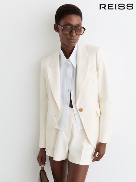 Reiss Cream Malin Button-Waist Tailored Shorts (W16955) | AED936