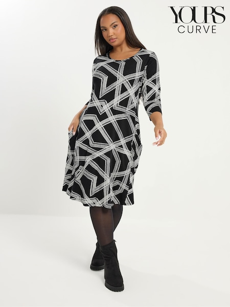 Yours Curve Black Drape Pocket Dress (W16993) | €46