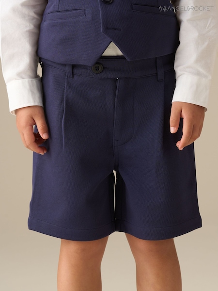 Angel & Rocket Blue Maddox Pleat Front Smart Shorts (W17148) | R$ 195 - R$ 265