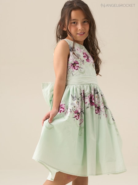 Angel & Rocket Green Elisa Print Bow Back Dress (W17163) | AED387 - AED434