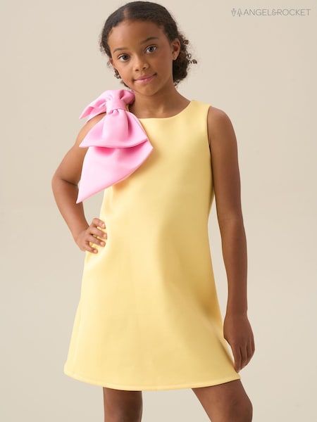 Angel & Rocket Yellow Thea Oversized Bow Shoulder Dress (W17171) | OMR26 - OMR31