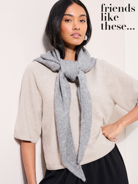Friends Like These Grey Oversized Brushed Triangle Scarf (W17256) | AED89