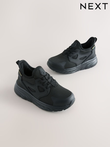 Preto - Elastic Lace Waterproof School Trainers