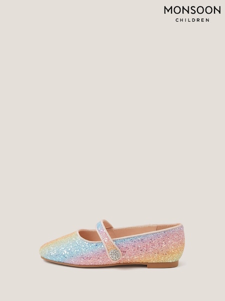 Monsoon Pink Pastel Glitter Ballet Flats (W17337) | €32 - €36