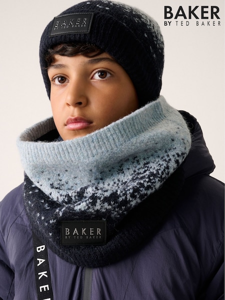 Navy Blue - Baker By Ted Baker Ombre Beanie And Snood Set
