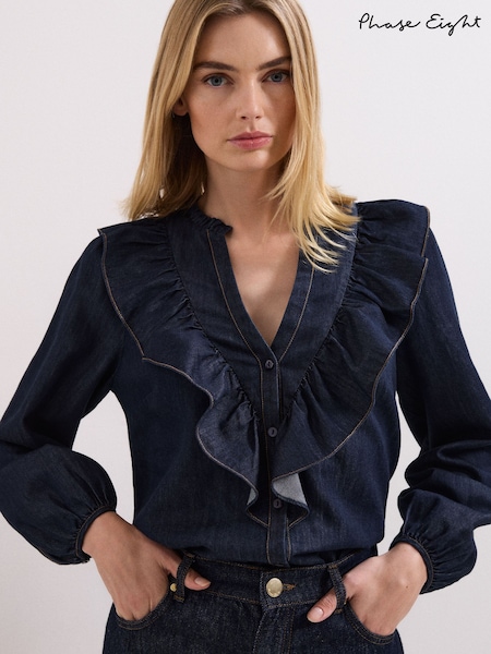 Phase Eight Blue Alexia Denim Blouse (W17403) | $197