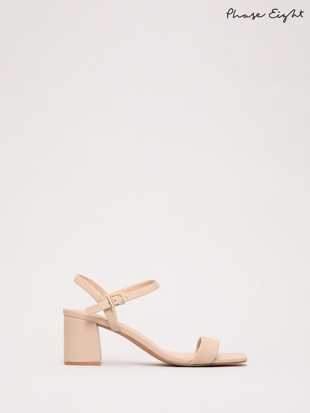 Natural - Phase Eight Leather Block Sandal