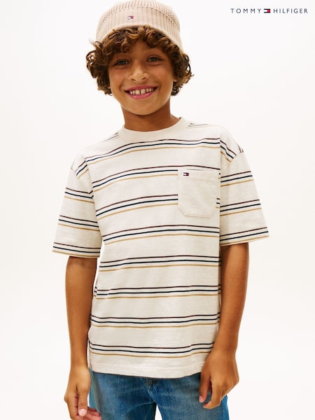 Tommy Hilfiger Brown Essential Mixed Stripe Jersey T-Shirt (W17433) | €35 - €42