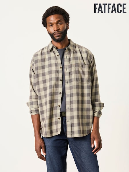 Zaļš - Regular Fatface Long Sleeve Relaxed Fit Check Shirt