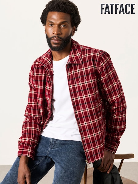 Red - Regular Fatface Cord Overshirt