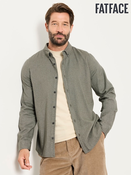كاكي أخضر - Regular Fatface Long Sleeve Brushed Shirt
