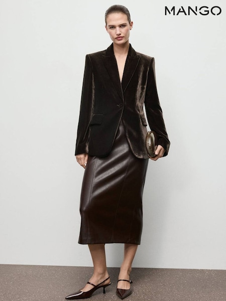 Mango Brown Velvet Suit Blazer (W17633) | €114