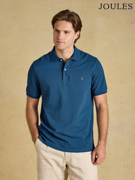 Teal Blue - Regular Joules Woody Cotton Pique Polo Shirt