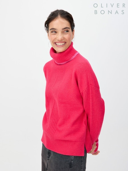 Oliver Bonas Pink Roll Neck Knitted Jumper (W17813) | €23.50