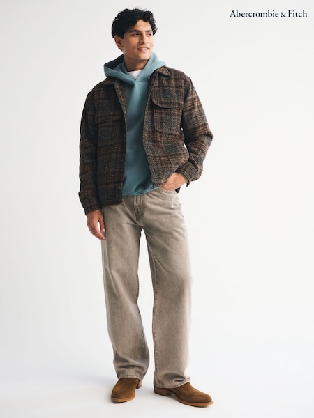 Abercrombie & Fitch Light Brown Boucle Long Sleeve Shirt (W17904) | €120