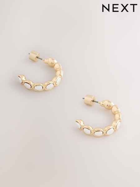 Silver Tone Mixed Metal Hoop Earrings (W17917) | SGD 17