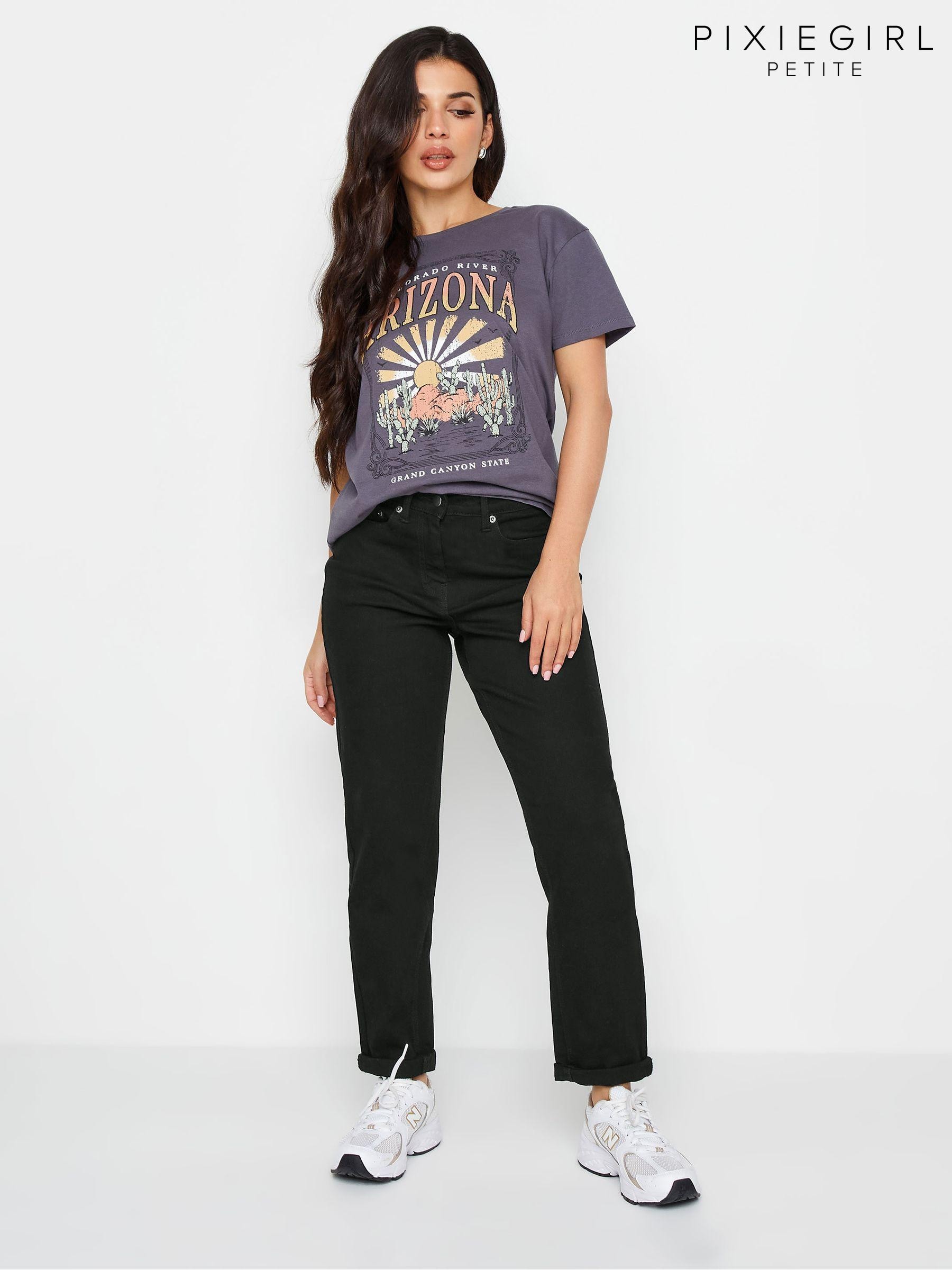 Petite black mom jeans online