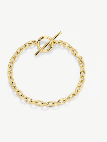 D.Louise Gold Waterproof Cuban T Bar Bracelet (W18009) | €58