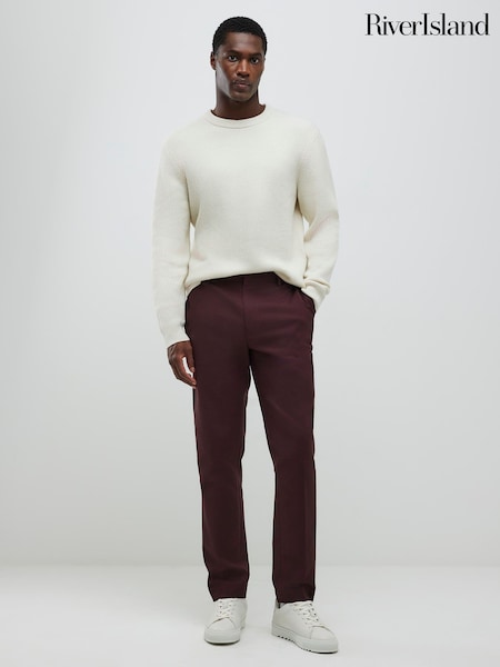 River Island Red Slim Fit Stretch Chino Trousers (W18079) | €45