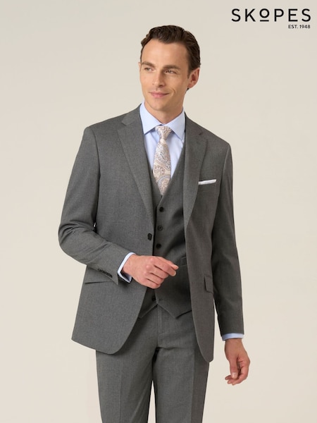 Skopes Grey Liston Tailored Fit Flannel Suit Jacket (W18103) | AED670