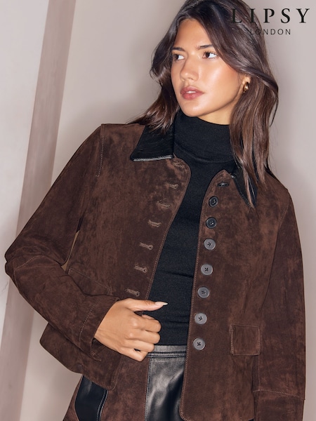 Chocolate Brown - Lipsy Suede Jacket
