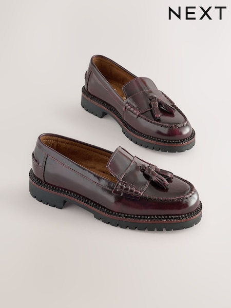 Burgundy Tassel - Leather Smart Loafers