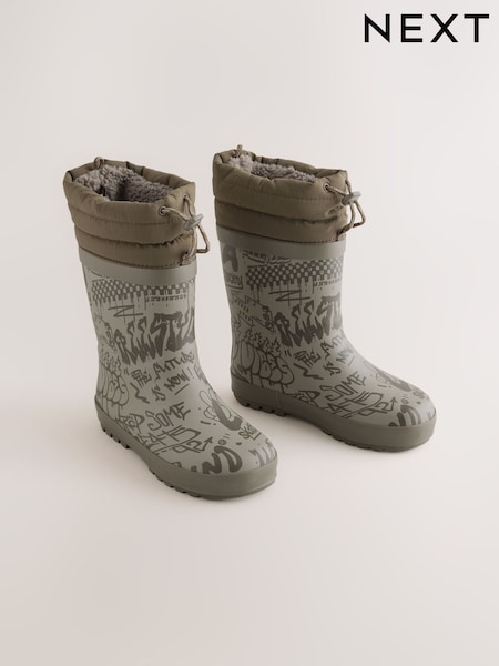 Grey Graffiti - Adjustable Cuff Wellies