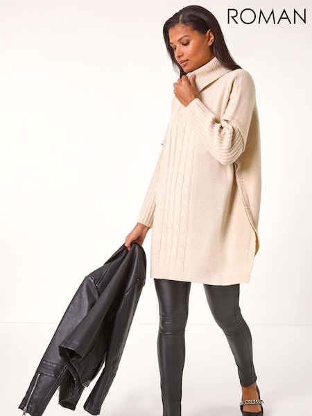 Roman Cable Detail Knit Poncho (W18203) | ‏309 ر.ق.