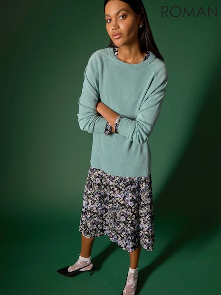 Roman Blue Plain Soft Crew Neck Jumper (W18216) | €57