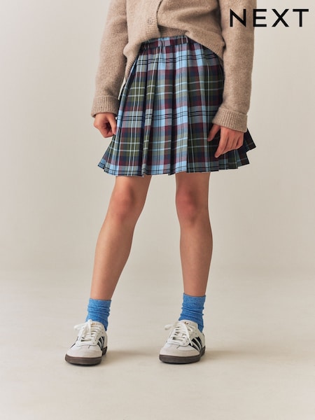 Blue/ Green Check - Pleated Skirt (3-16yrs)