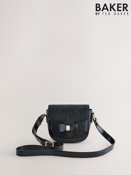 Black - Baker By Ted Baker Childrens Floral Monogram Bow Cross-body Bag